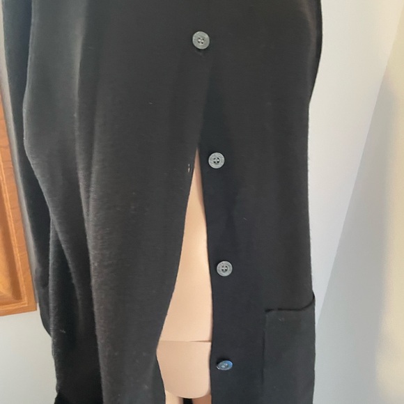 NWOT 🧶 L XL Paris boutique wool mix knit black sweater dress duster coat jacket - Picture 9 of 9